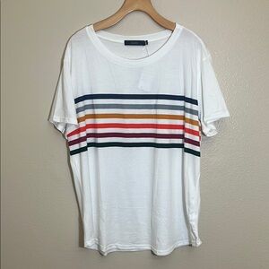 NWT White Color Striped Plus Size Short Sleeve T-Shirt